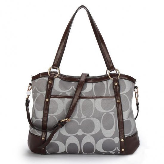 Coach Legacy Logo In Signature Large Grey Totes BPF